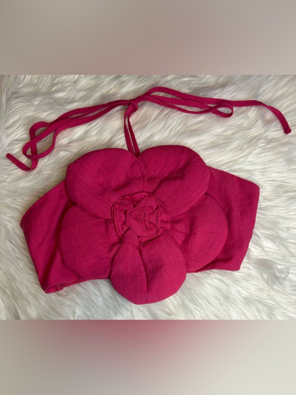 Women's Hot Pink Floral Bandeau Top - Picture 3 of 5